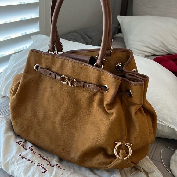 Salvatore Ferragamo Brown Suede Shoulder bag—receipt on request (authentic) - Picture 1 of 9